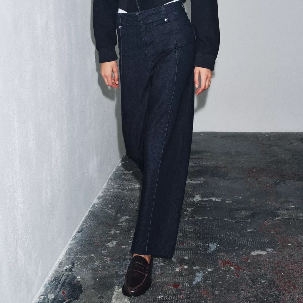 Zara High Waist Wide-Leg Blue Jeans